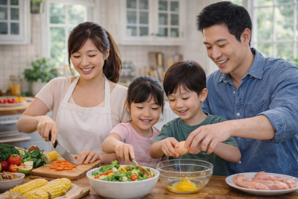 chef Jessica Millerin kitchen with family-homesteadkitchen