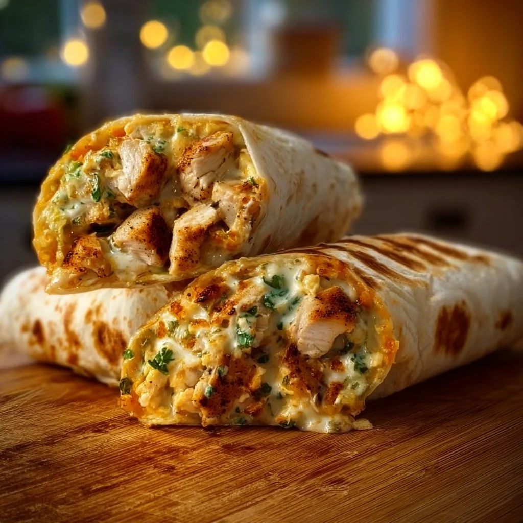 Cheesy Garlic Chicken Wraps