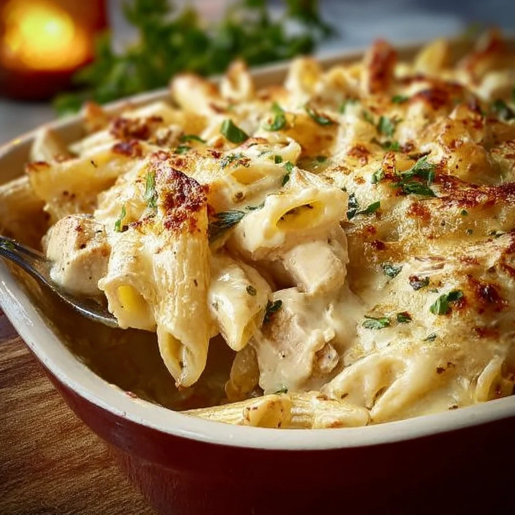 Chicken Alfredo Ziti Casserole