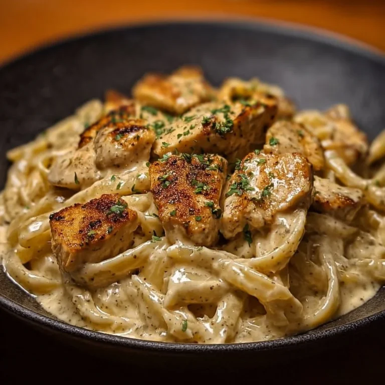 Creamy Cajun chicken pasta served in a bowl with fresh herbs and spices