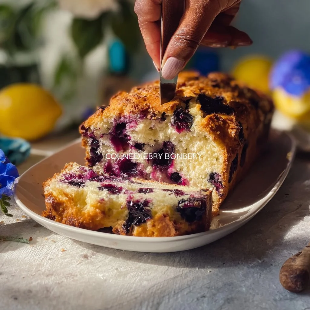 Delicious blueberry and lemon loaf fresh out of the oven.