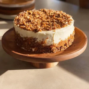 Delicious carrot cake topped with creamy frosting, perfect for fall desserts.