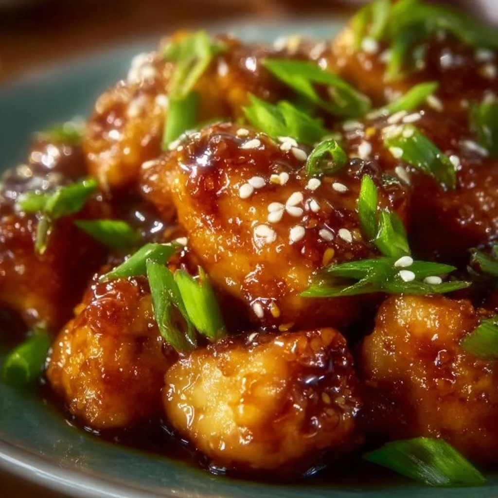 Plate of easy honey garlic chicken with vegetables