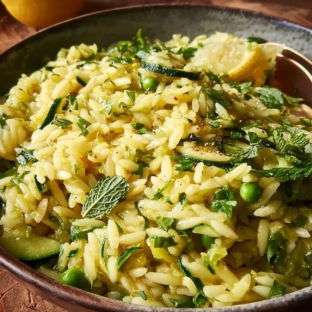 Lemon Orzo With Zucchini