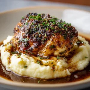 Delicious Garlic Herb Chicken served with fresh herbs and spices.