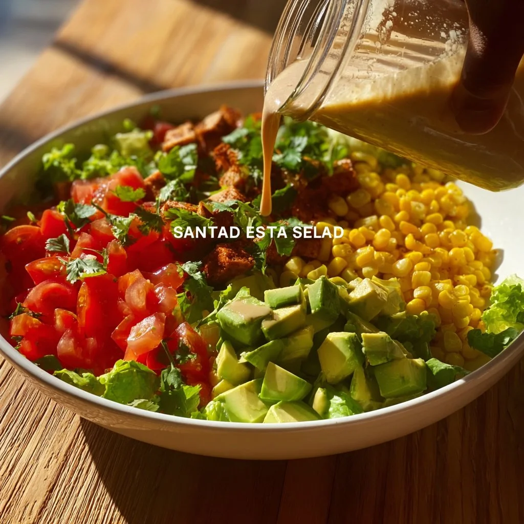 Healthy Copycat Santa Fe Salad with fresh ingredients and vibrant colors.
