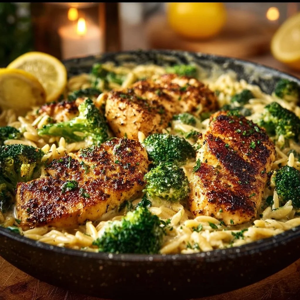 Lemon Pepper Chicken Broccoli Orzo