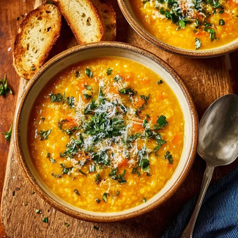 Delicious bowl of Italian Penicillin Soup garnished with herbs and vegetables.