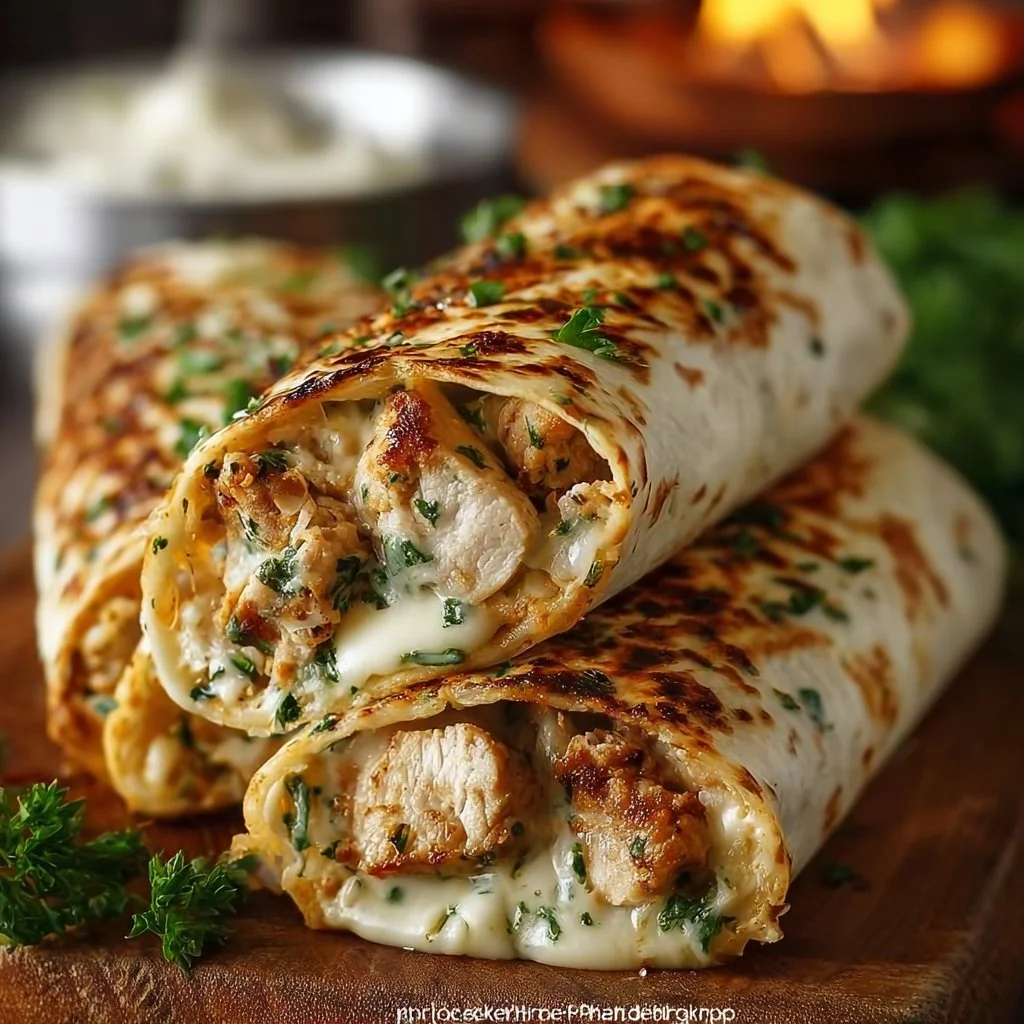 Low Carb Cheesy Garlic Chicken Wraps
