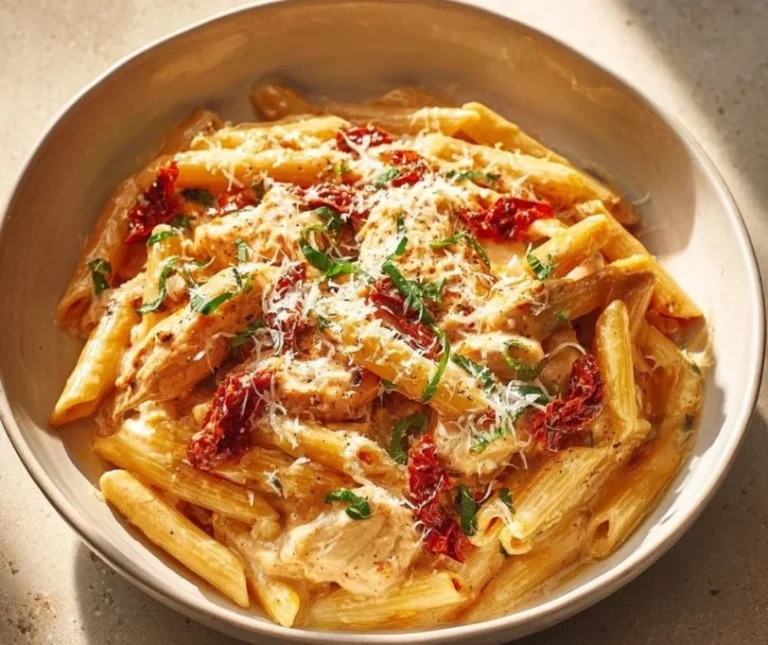 Delicious Marry Me Chicken Pasta topped with herbs and cheese