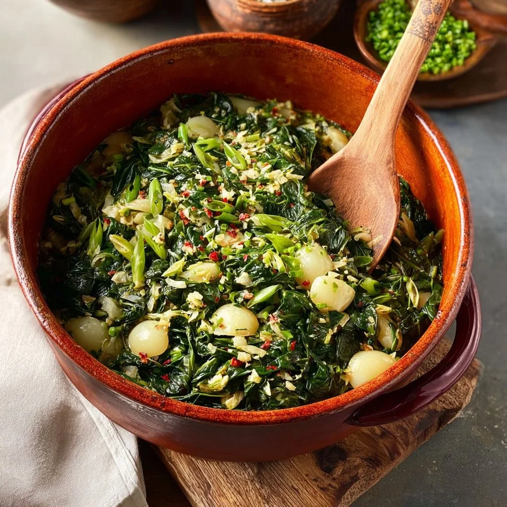 Greek Spinach and Turnip Greens Dish