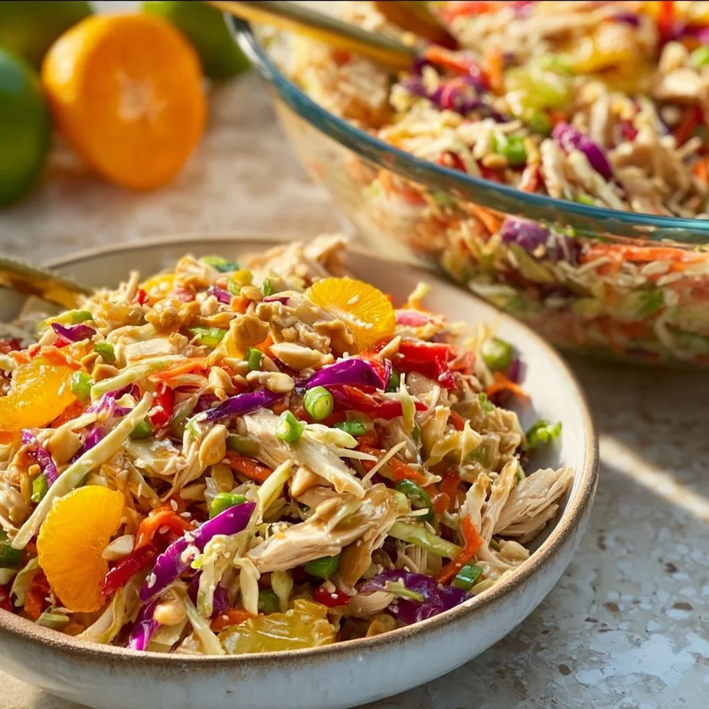 Colorful and refreshing Thai Chicken Salad with fresh vegetables and grilled chicken
