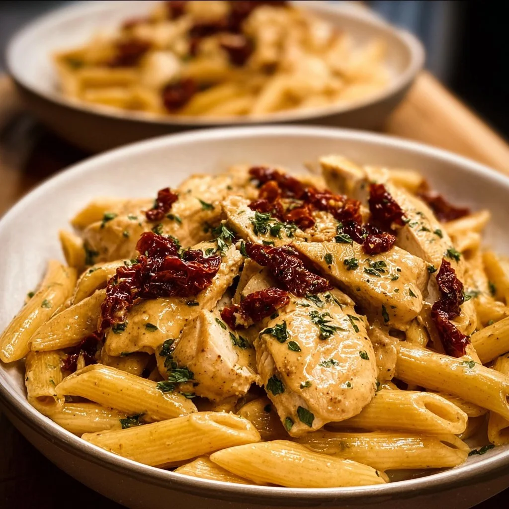Delicious Marry Me Chicken Pasta served with herbs and creamy sauce