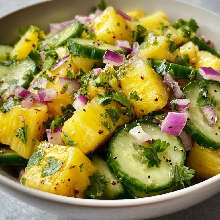 Refreshingly vibrant pineapple cucumber salad with colorful ingredients